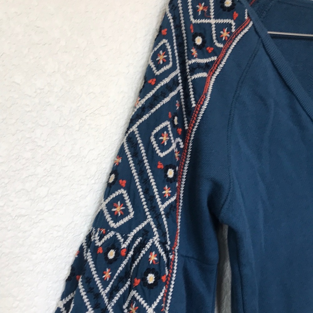 Free People Senorita Blue Cropped Pullover Sz S - Picture 4 of 7